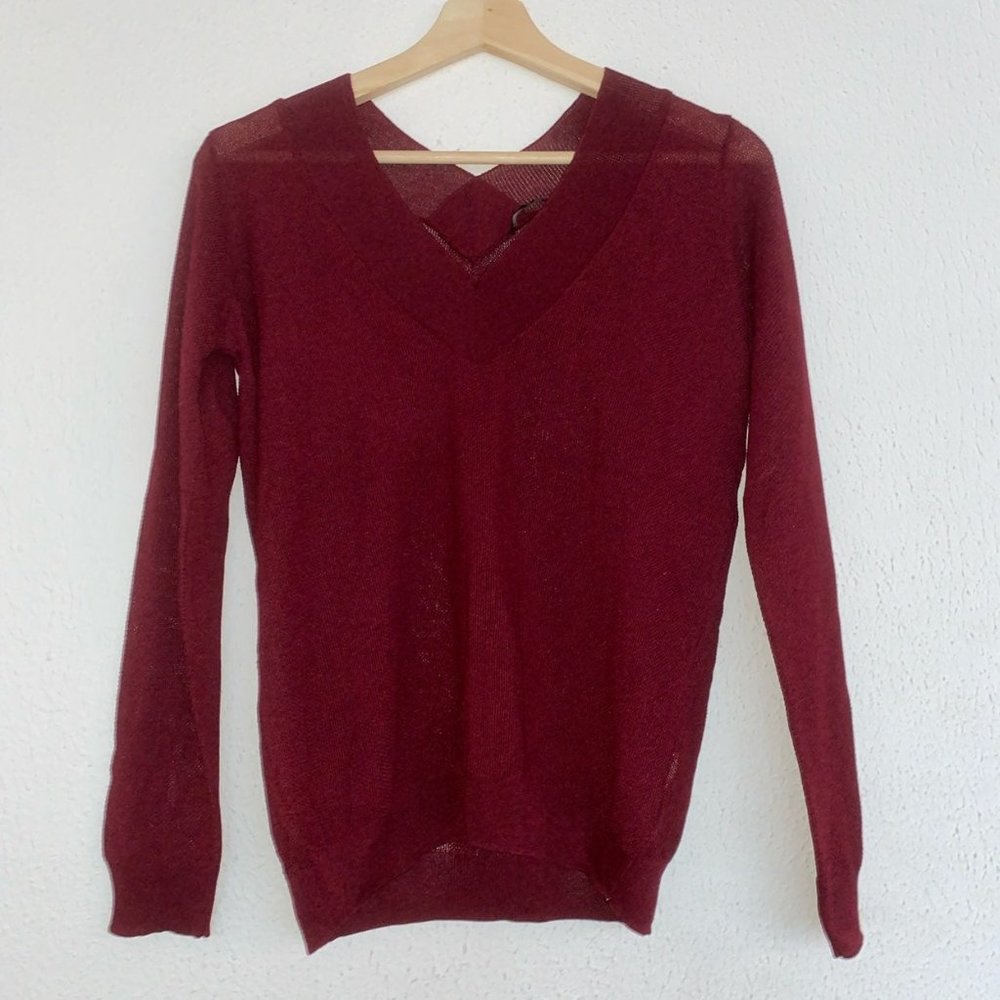 Zara Knit Red V Neck Sweater
